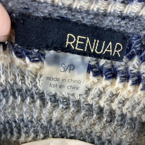 Renuar Women's Size Small Two Piece Sweater Set Blue Striped Layered Acrylic Set - Picture 2 of 10